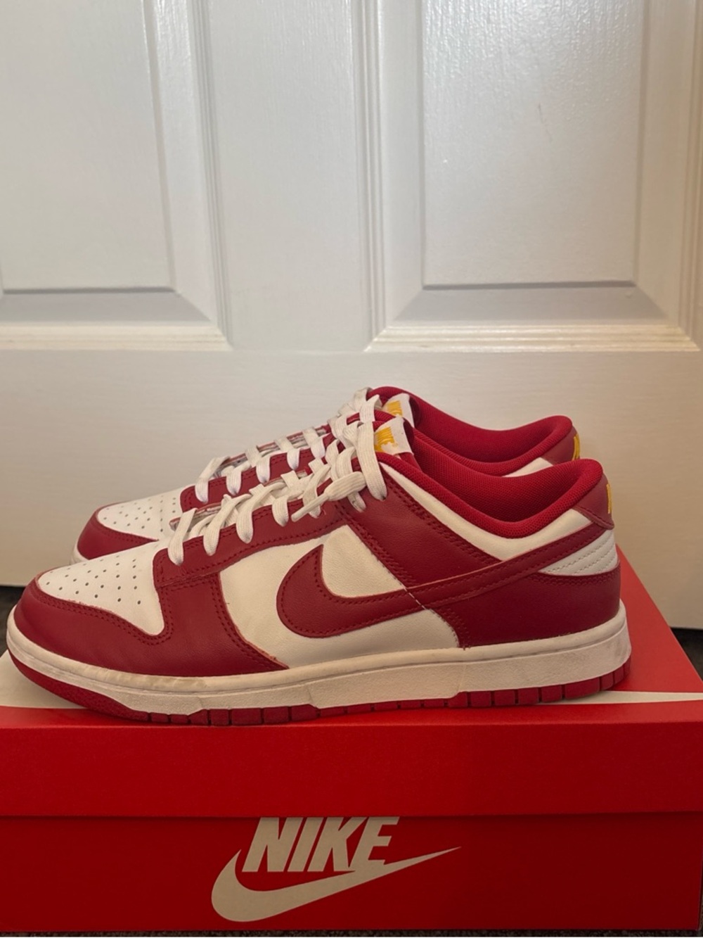 Nike Low-Top Retro Sneakers in White and Red with Original Box